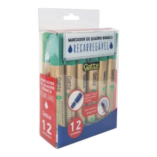 Marcador De Quadro Branco Verde Recarregavel C/ 12 Pcs