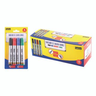 Marcador de Quadro Branco c/ 4 Azul, Preto, Vermelho e Verde Blister