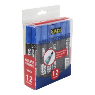 Marcador Permanente Chanf Azul C/ 12 Pcs