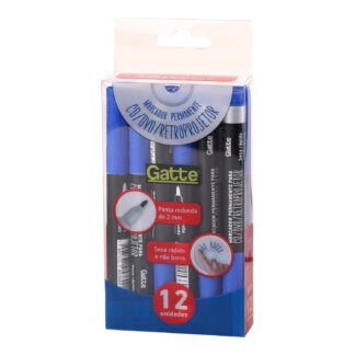 Marcador Permanente CD/DVD/Retroprojetor Ponta 2mm Cx c/ 12 - Azul