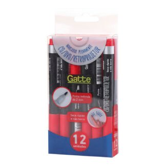 Marcador Permanente CD/DVD/Retroprojetor Ponta 2mm Cx c/ 12 - Vermelho