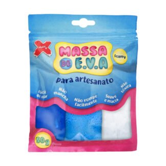 Massa De Eva Para Modelagem, 3 Cores/Pct , 50G/Pct, Azul Cl/Br/Azul Esc