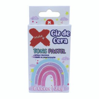 GIZ DE CERA C/ CAPA 6 CORES TONS PASTEL REDONDO 8X80MM 24GR