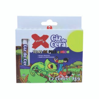 GIZ DE CERA C/ CAPA 12 CORES 6 NEON + 6 CORES TONS DE PELE REDONDO 10X100MM 96GR