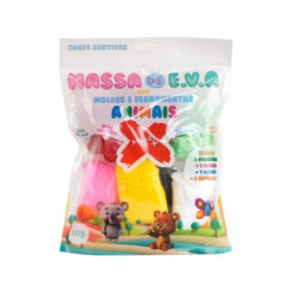 KIT MASSA DE EVA COM MOLDES E FERRAMENTAS - ANIMAIS 60G