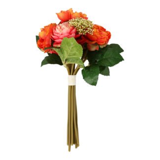 Buquê de Rosa Brasil - 30 cm - Salmão - Toque Acetinado