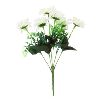Buquê de Flor de Lótus 7,5 cm c/ 6 - 35 cm - Branco - Toque Acetinado