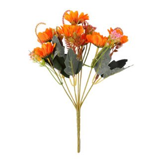Buquê de Crisântemo de 6 cm c/ 7 - 30 cm - Laranja - Toque Acetinado