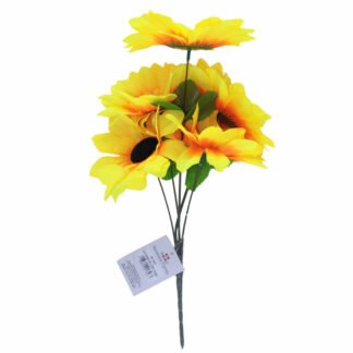 Buquê Girassol C/ 5 - 32cm - Amarelo Toque Acetinado