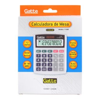 CALCULADORA - 12 DIGITOS (1108B) 132x108x22 - Solar e Bateria - Cinza