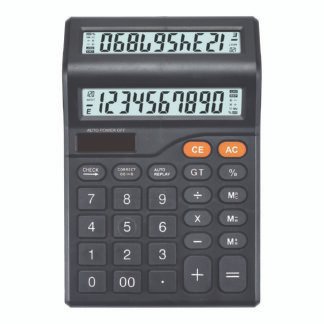 CALCULADORA - 12 DIGITOS (8125B) 182x122x28 - Solar e Pilha AA - Display duplo - Preto
