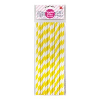 Canudo de Papel 6mmx200mm c/ 12 und - Listrado Amarelo