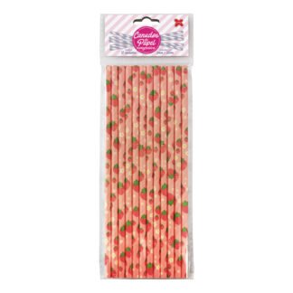 Canudo de Papel 6mmx200mm c/ 12 und - Morango