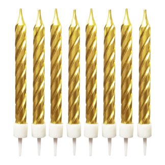 Vela Espiral Metalizada 0,75X8 cm Dourada c/ 8