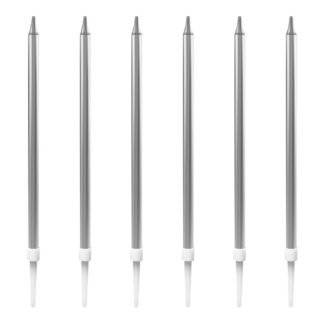 Vela Palito Gd 0,5x13 cm Prata c/ 6