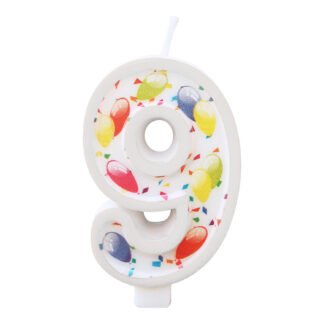 Vela Estampada 9,5 cm Balãozinho "9"