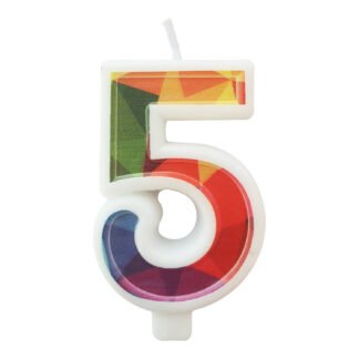 Vela Estampada 9,5 cm Colorida "5"