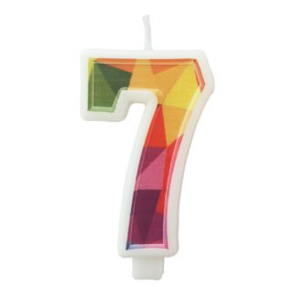 Vela Estampada 9,5 cm Colorida "7"