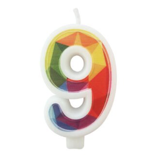 Vela Estampada 9,5 cm Colorida "9"