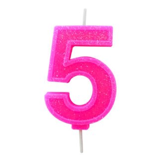 Vela Neon 7,5 cm Pink "5"
