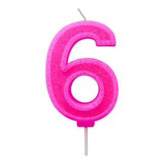 Vela Neon 7,5 cm Pink "6"