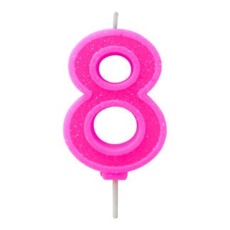 Vela Neon 7,5 cm Pink "8"