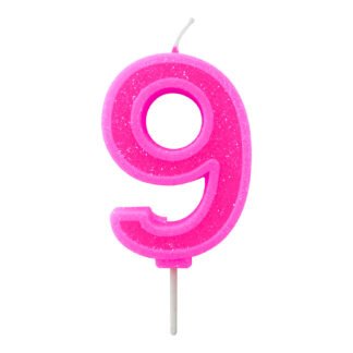 Vela Neon 7,5 cm Pink "9"