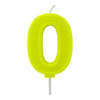 Vela Neon 7,5 cm Amarelo "0"