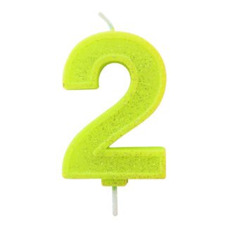 Vela Neon 7,5 cm Amarelo "2"
