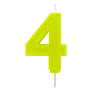 Vela Neon 7,5 cm Amarelo "4"