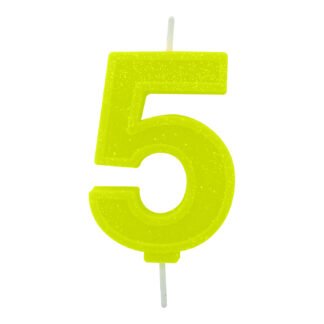Vela Neon 7,5 cm Amarelo "5"