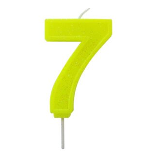 Vela Neon 7,5 cm Amarelo "7"