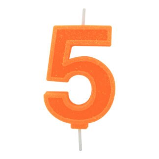 Vela Neon 7,5 cm Laranja "5"