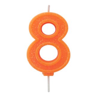 Vela Neon 7,5 cm Laranja "8"