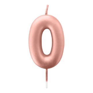 Vela Metalizada 6 cm Rose Gold "0"