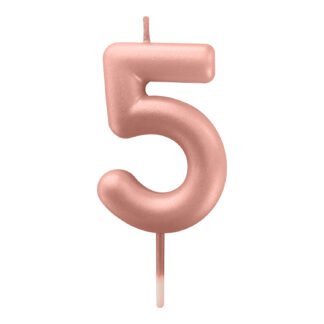 Vela Metalizada 6 cm Rose Gold "5"