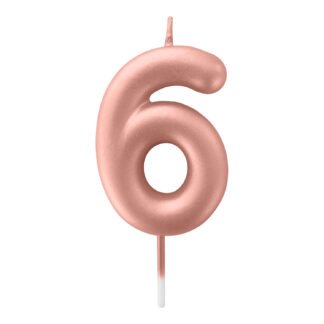 Vela Metalizada 6 cm Rose Gold "6"