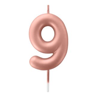 Vela Metalizada 6 cm Rose Gold "9"