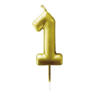 Vela Metalizada 6 cm Ouro "1"