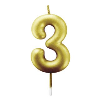 Vela Metalizada 6 cm Ouro "3"