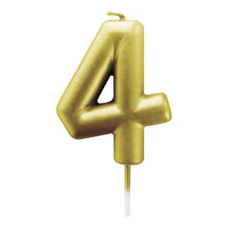 Vela Metalizada 6 cm Ouro "4"