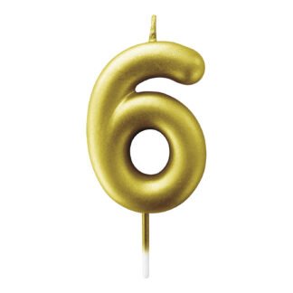 Vela Metalizada 6 cm Ouro "6"