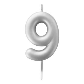 Vela Metalizada 6 cm Prata "9"