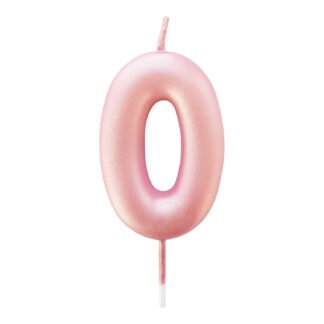 Vela Metalizada 6 cm Rosa Bebe "0"