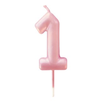 Vela Metalizada 6 cm Rosa Bebe "1"