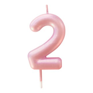 Vela Metalizada 6 cm Rosa Bebe "2"