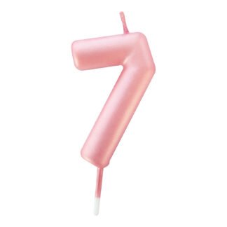 Vela Metalizada 6 cm Rosa Bebe "7"