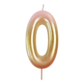 Vela Metalizada 8,3 cm Degrade Rosa "0"