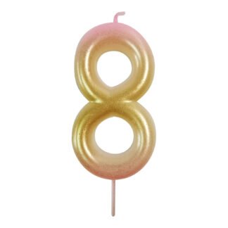 Vela Metalizada 8,3 cm Degrade Rosa "8"