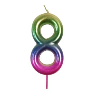 Vela Metalizada 8,3 cm Degrade Holografica "8"